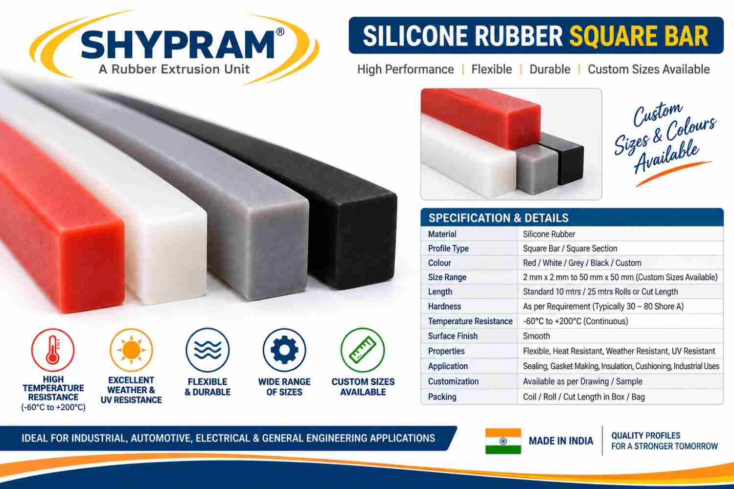 Silicone Rubber Square Bar